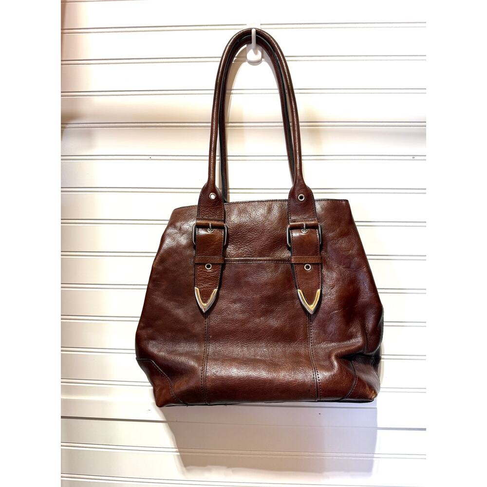 Wilson’s Leather Double Adjustable Handle Purse w/Silver Detail & Magnet Closure - Picture 2 of 15